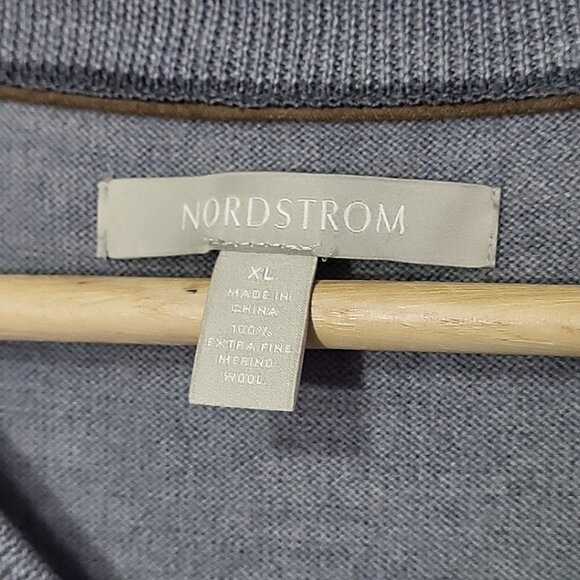 Nordstrom Sweater Vest Mens XL 100% Merino Wool Gray Striped Academia Prep - Picture 4 of 8